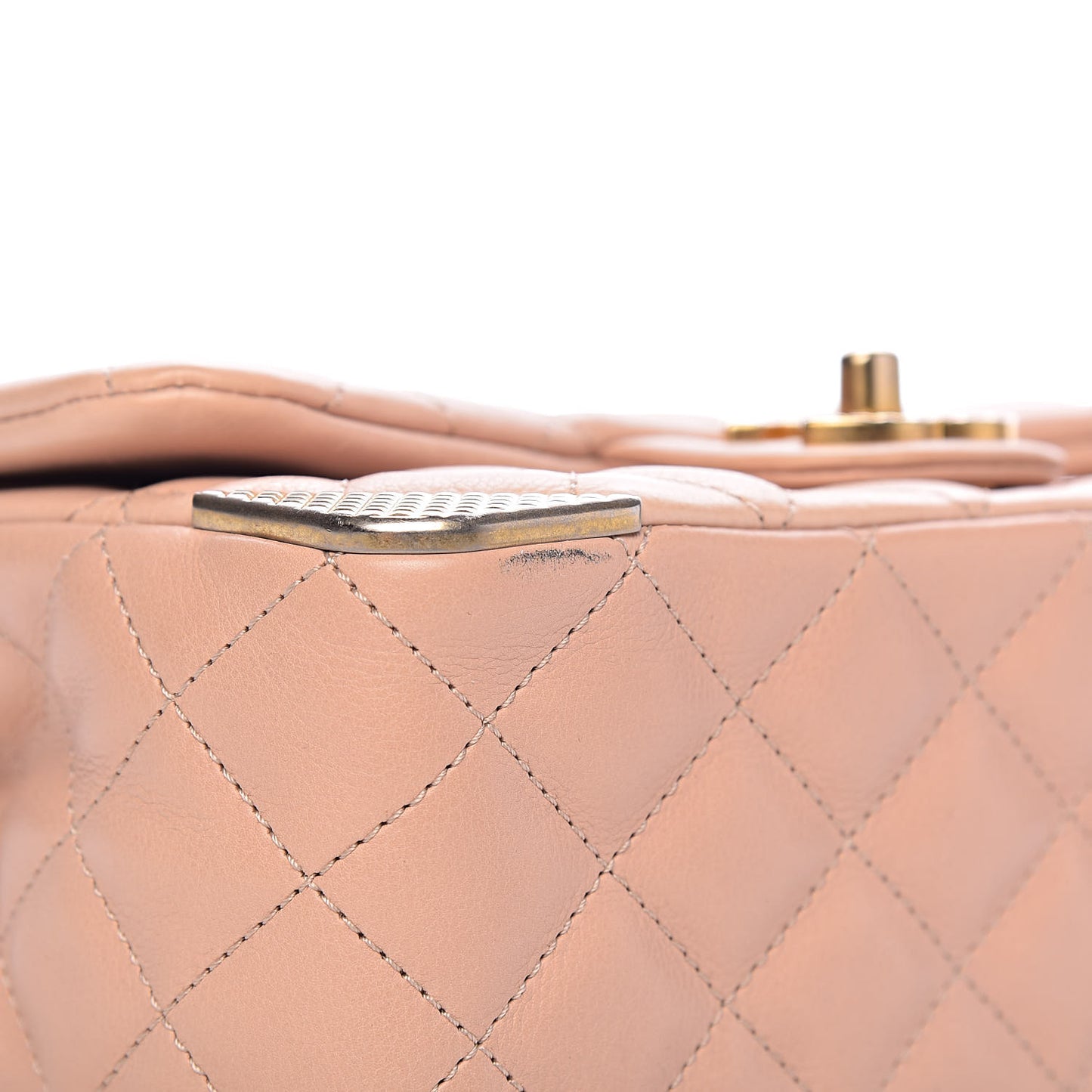 Calfskin Quilted Mini Rock The Corner Flap Pink