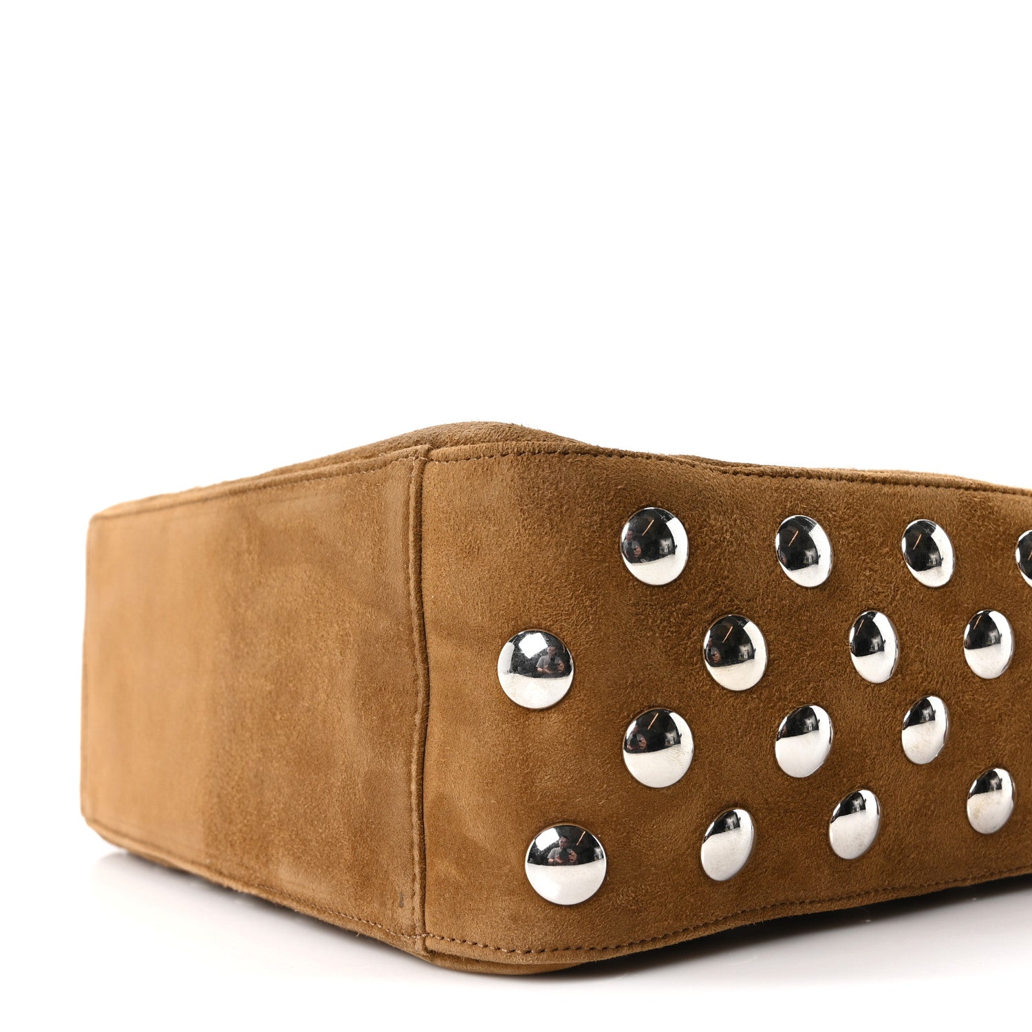 Khaite Pebbled Sport Calfskin Studded Elena Nougat 8 of 8