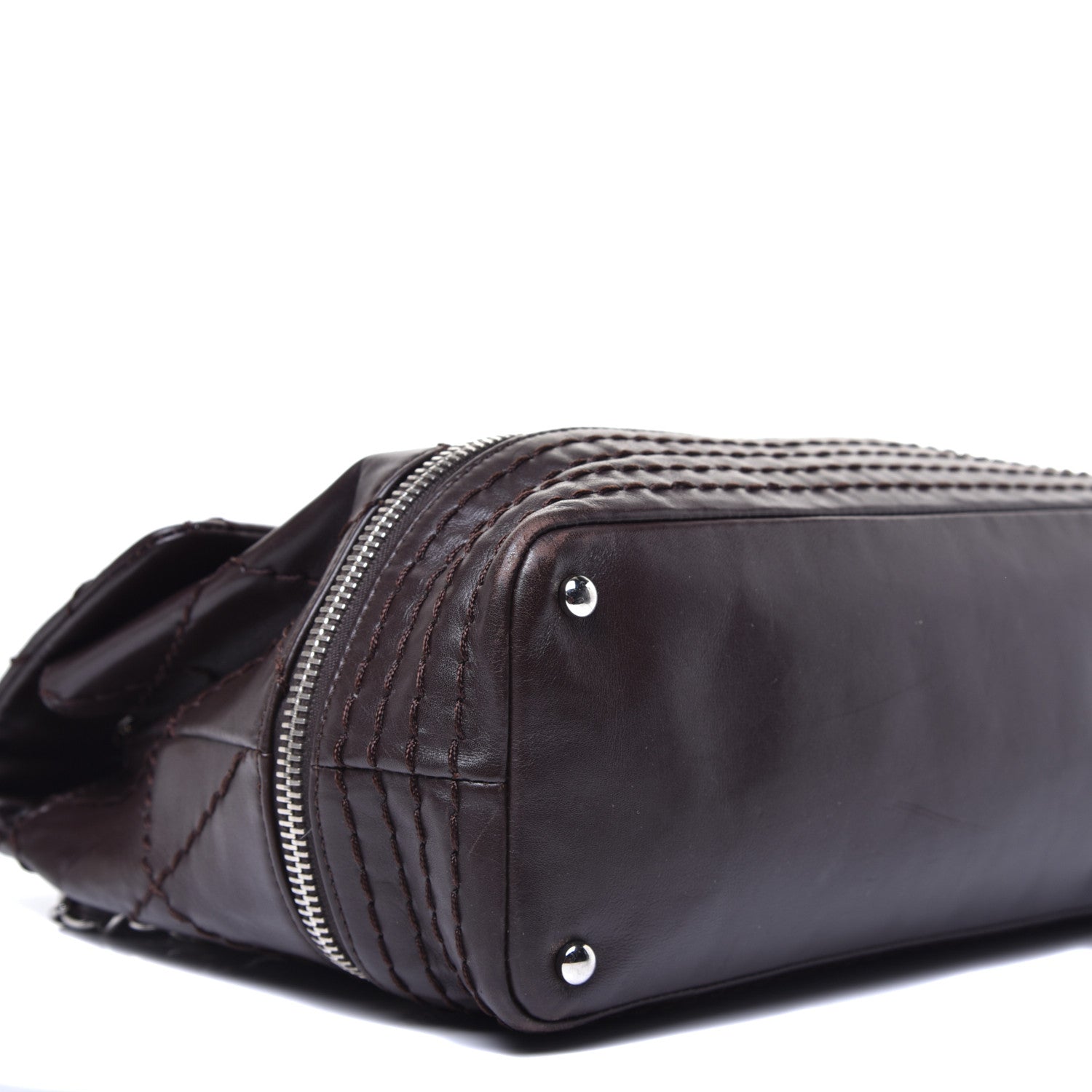 Chanel Calfskin Stitched Large Expandable Flap Bag Dark Brown 8 of 9