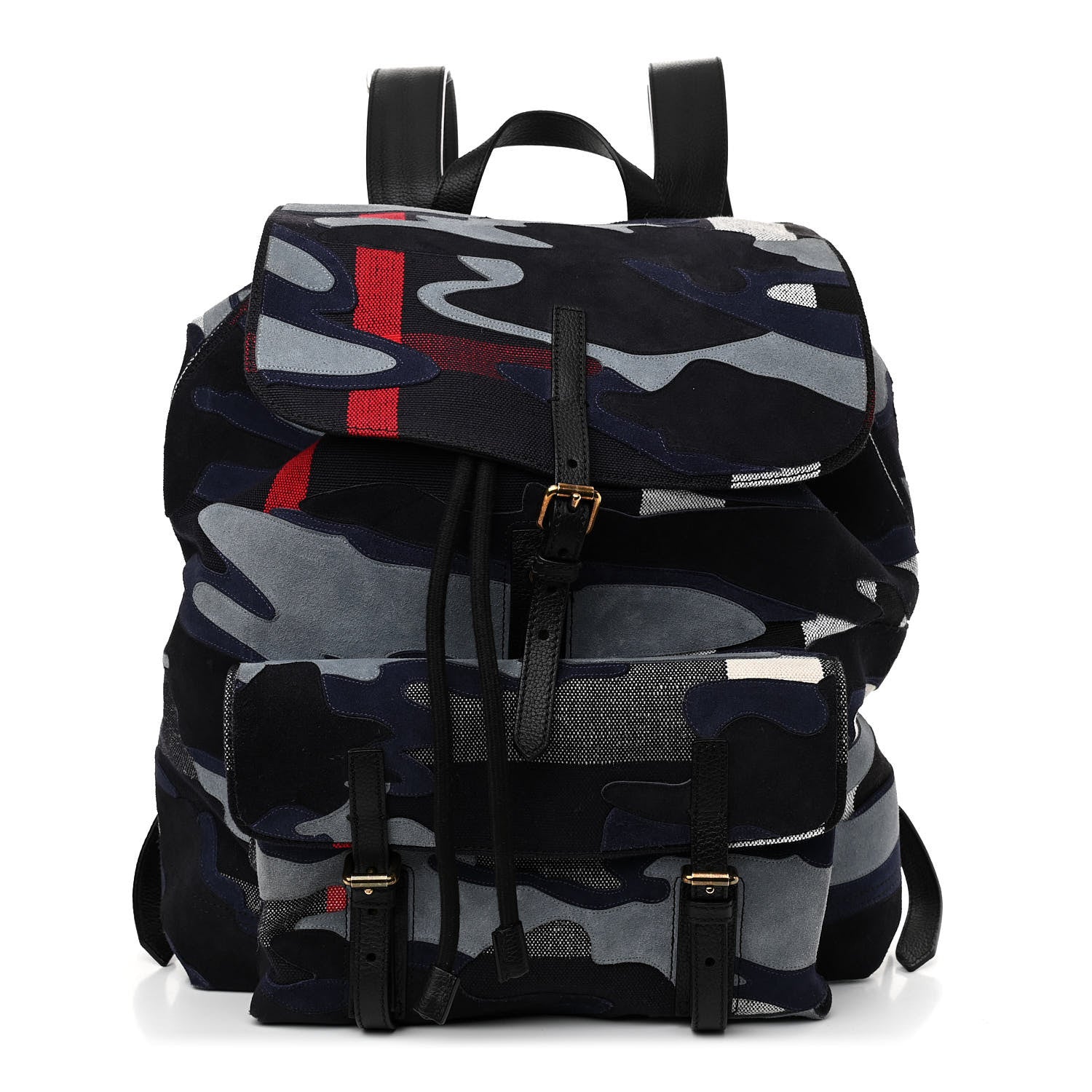 Burberry Canvas Suede Camoflauge Print Brookdale Backpack Navy 1 of 13