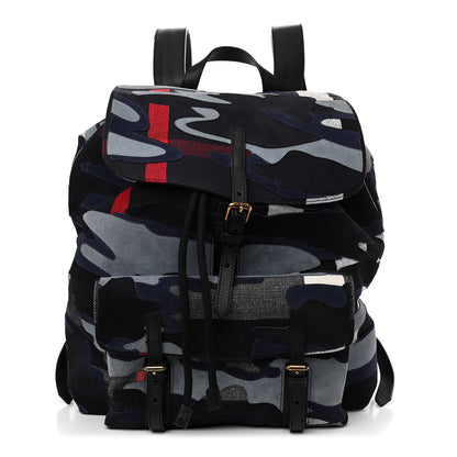 Burberry Canvas Suede Camoflauge Print Brookdale Backpack Navy 1 of 13