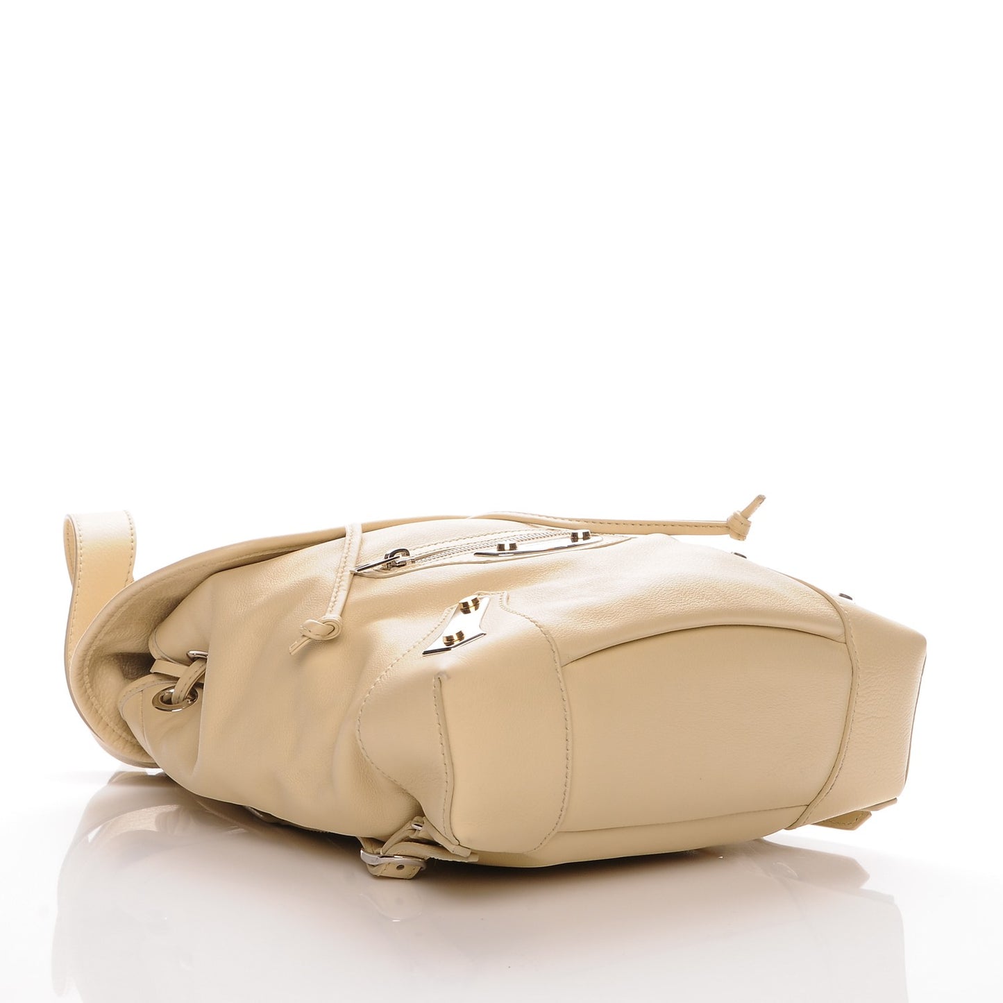 Veau Amp Plate Silver Hardware Traveler Backpack Beige Argile