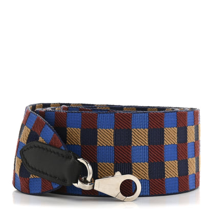 Hermes Toile Swift 50mm Maxi Quadrille Shoulder Strap Bleu Billard Biscuit Rouge H Black 1 of 5
