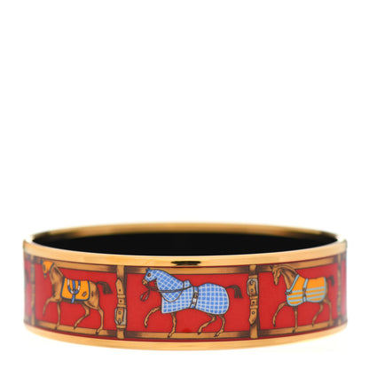 Hermes Enamel Printed Tenues Et Couvertures Wide Bracelet 62 3 of 5