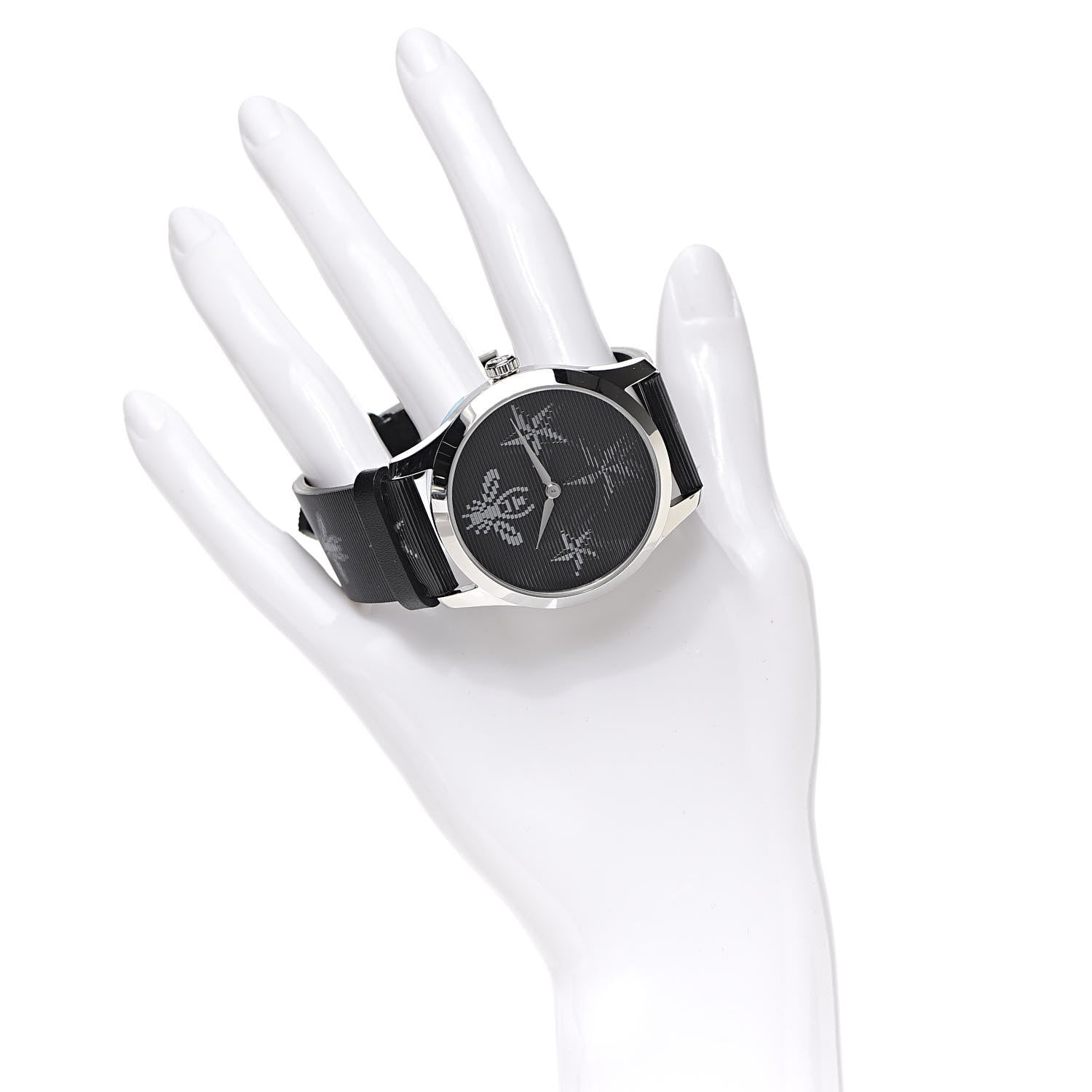 Gucci Stainless Steel Calfskin 38mm G-Timeless Bee Star Hologram Quartz Watch Black 2 of 7