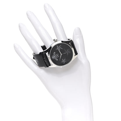 Gucci Stainless Steel Calfskin 38mm G-Timeless Bee Star Hologram Quartz Watch Black 2 of 7