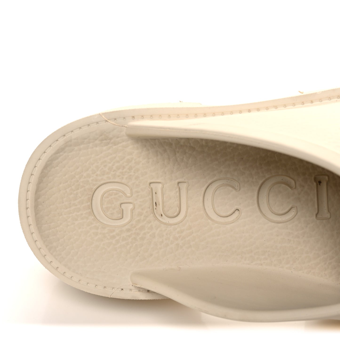Rubber Monogram GG Go Through Platform Slide Clogs 40 Mystic White