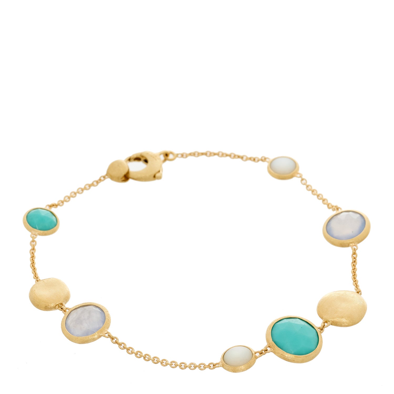 Marco Bicego 18K Yellow Gold Turquoise Mother of Pearl Chalcedony Jaipur Bracelet 1 of 3