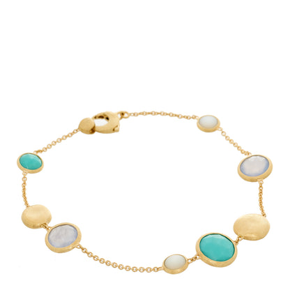 Marco Bicego 18K Yellow Gold Turquoise Mother of Pearl Chalcedony Jaipur Bracelet 1 of 3