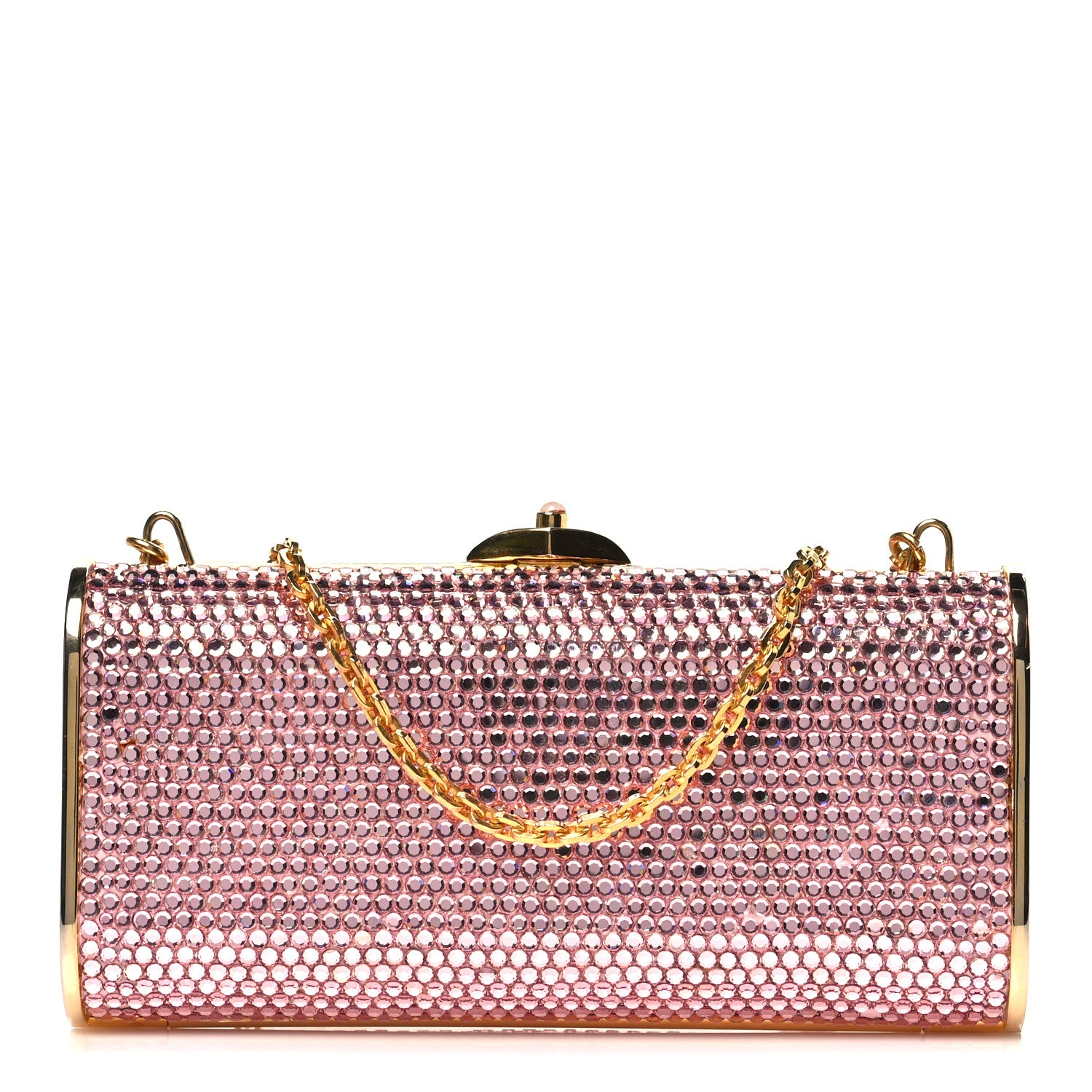 Judith Leiber Swarovski Crystal Minaudiere Clutch Pink 1 of 10