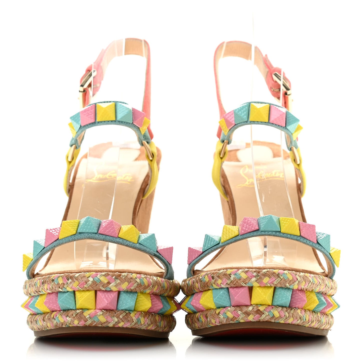Veau Velours Pyraclou 110 Wedge Sandals 38 Biscotto