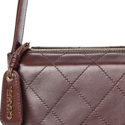 Chanel Lambskin Diamond Stitched Shoulder Bag Brown 15 of 22