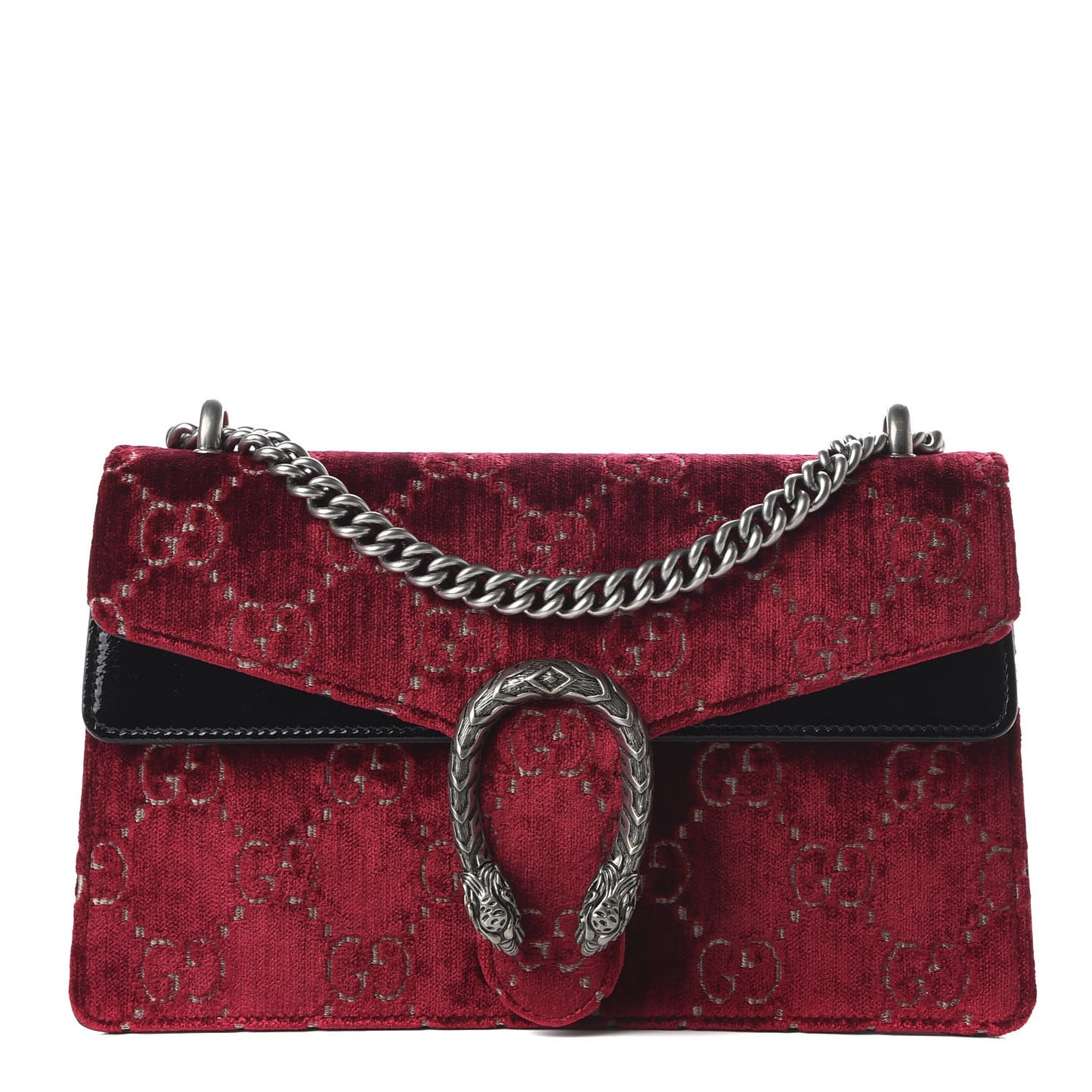 Velvet Skipper GG Monogram Small Dionysus Shoulder Bag Red Cipria Black