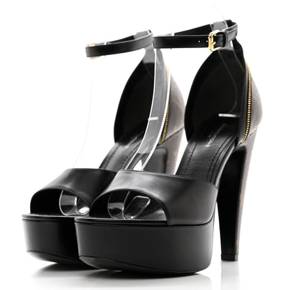 Louis Vuitton Monogram Afterglow Platform Sandals 36.5 Black 3 of 9