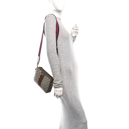 Gucci GG Supreme Monogram Textured Dollar Calfskin Web Ophidia Wristlet Shoulder Bag Beige Ebony New Acero 2 of 10