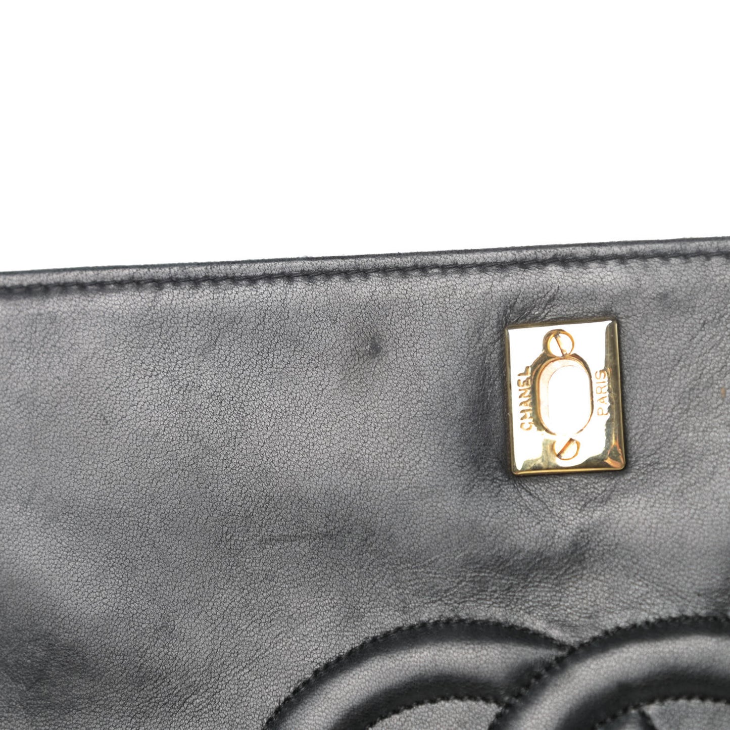 Lambskin Quilted CC Flap Shoulder Bag Black