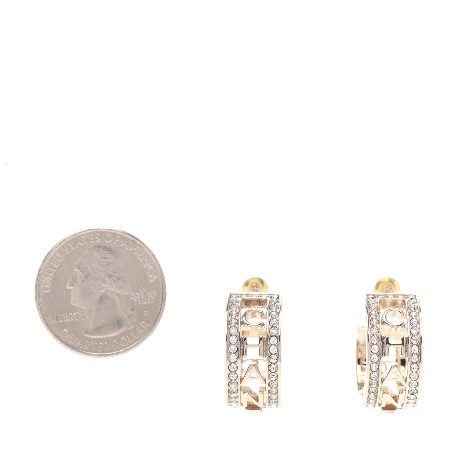 Chanel Metal Crystal Bow-tiful CC Hoop Earrings Gold 2 of 4
