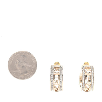 Chanel Metal Crystal Bow-tiful CC Hoop Earrings Gold 2 of 4