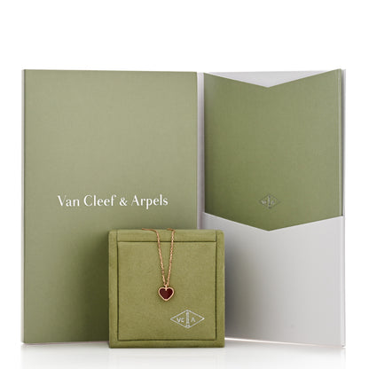 Van Cleef & Arpels 18K Rose Gold Carnelian Sweet Alhambra Heart Pendant Necklace 4 of 4