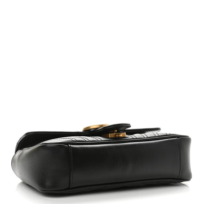 Gucci Calfskin Matelasse Mini GG Marmont Shoulder Bag Black 4 of 11