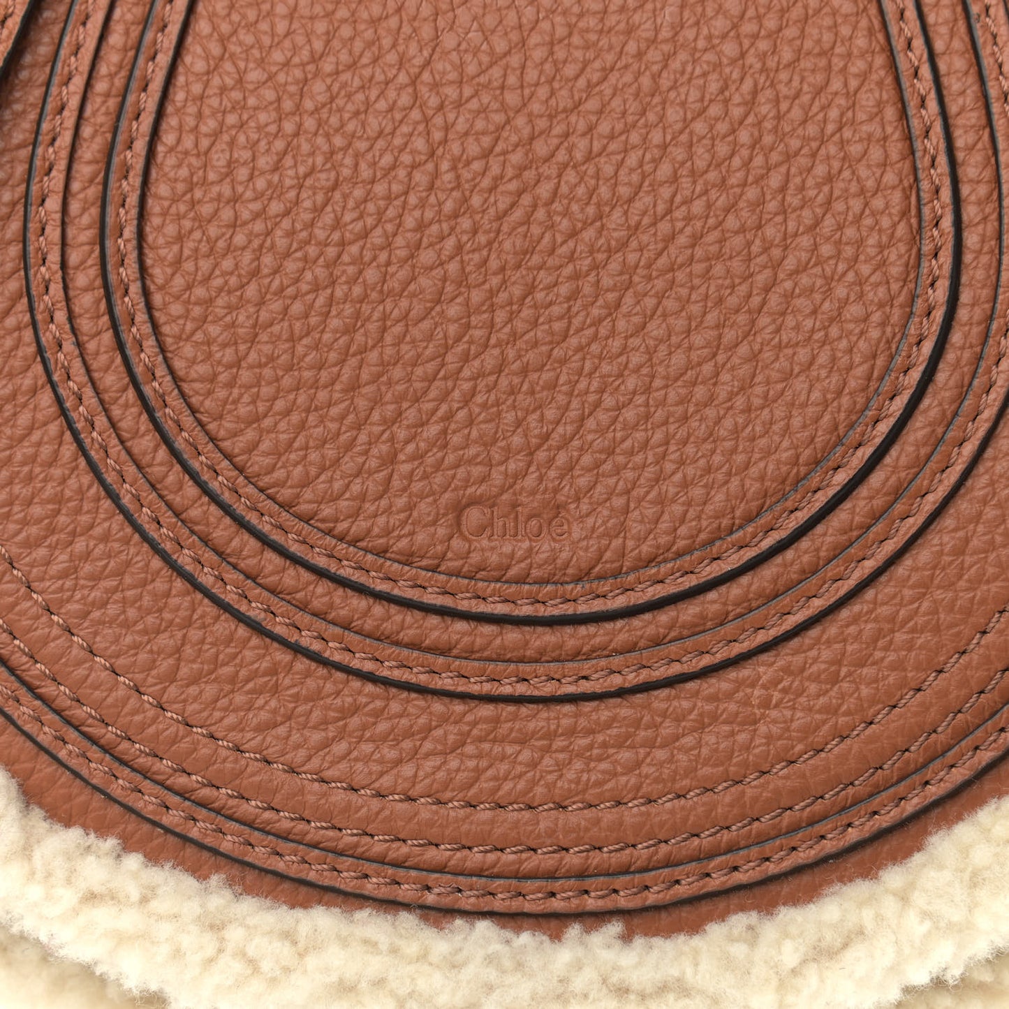 Calfskin Shearling Small Marcie Saddle Bag Caramel