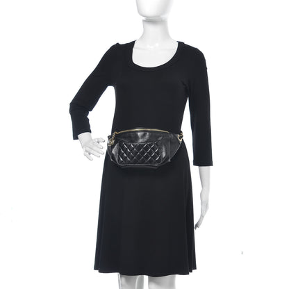 Chanel Crumpled Glazed Lambskin Quilted Waist Bag Fanny Pack Black 2 of 10
