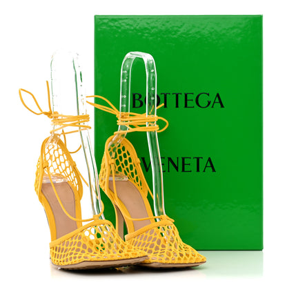 Bottega Veneta Mesh Nappa Stretch Ankle Tie Sandals 38 Egg Yolk 38 20 of 20