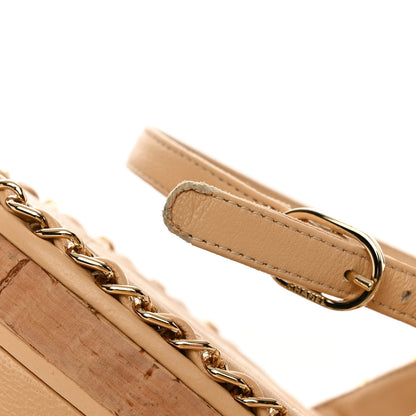 Chanel Lambskin Cork Chain Sandals 36 Beige 11 of 12