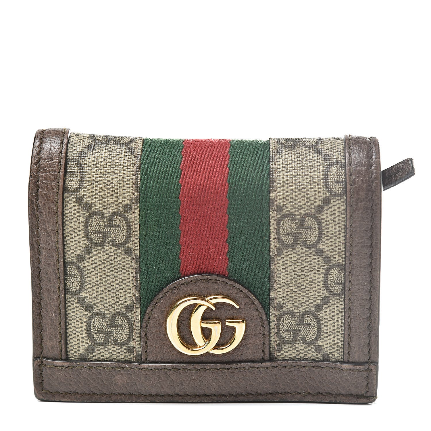 Gucci GG Supreme Monogram Web Ophidia Card Case Beige New Acero 1 of 8
