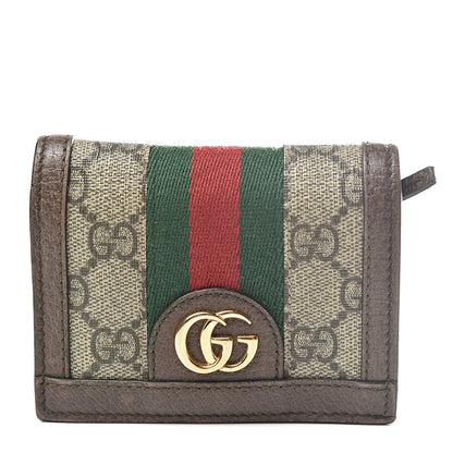 Gucci GG Supreme Monogram Web Ophidia Card Case Beige New Acero 1 of 8