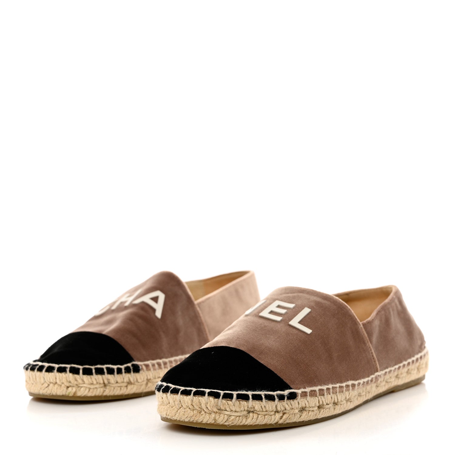 Chanel Velvet Logo Espadrilles 38 Beige Black 3 of 11