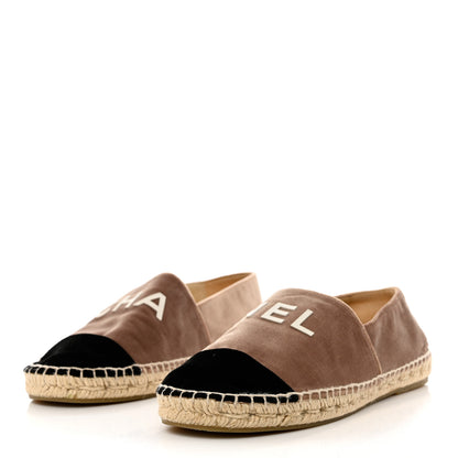 Chanel Velvet Logo Espadrilles 38 Beige Black 3 of 11
