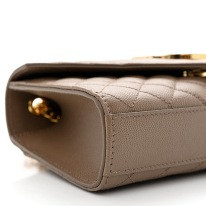 Saint Laurent Grain De Poudre Textured Mixed Matelasse Triquilt Small Monogram Satchel Taupe 9 of 14