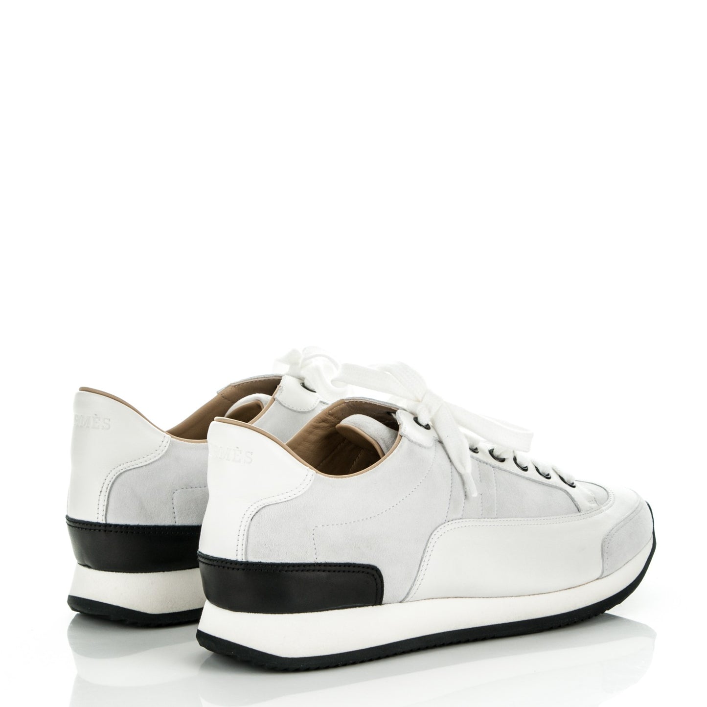 Suede Calfskin Goal Sneakers 41 Blanc Noir