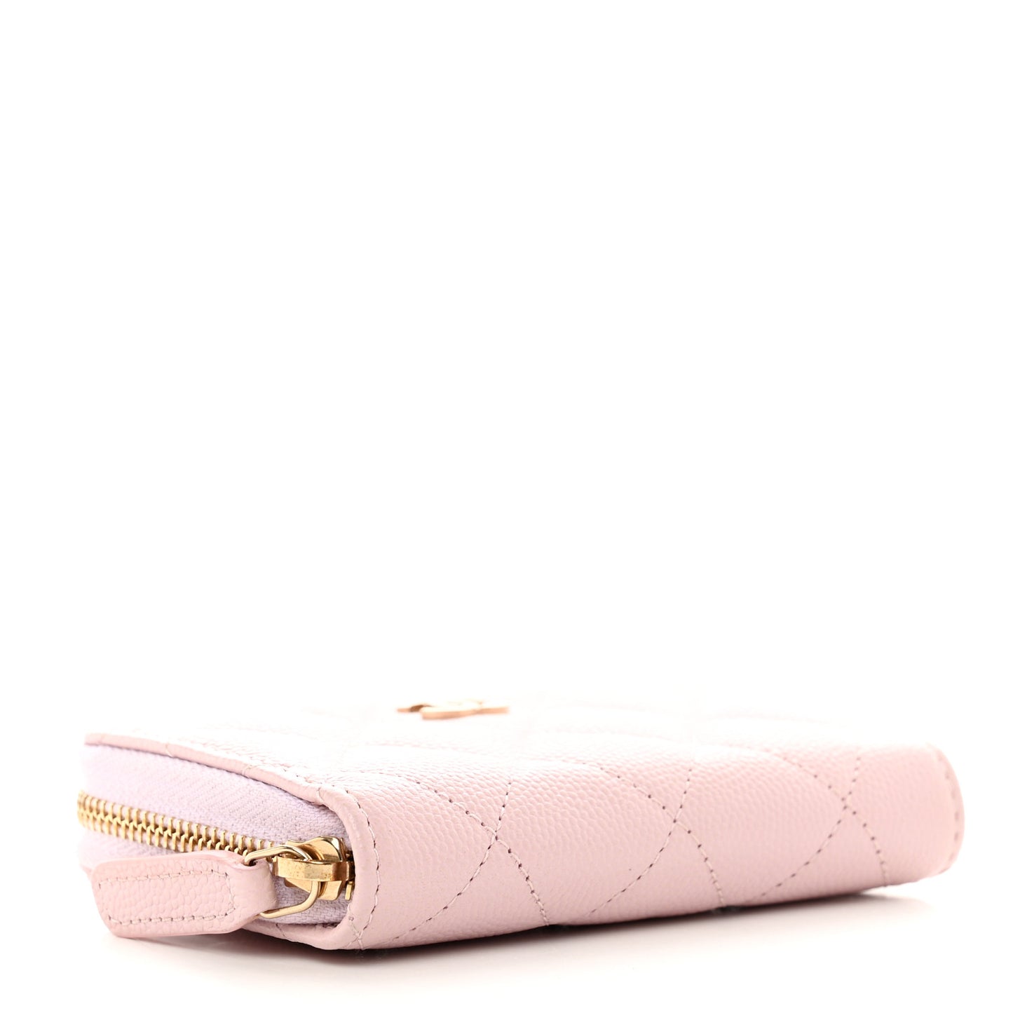 Caviar Quilted Zip Coin Purse Light Pink