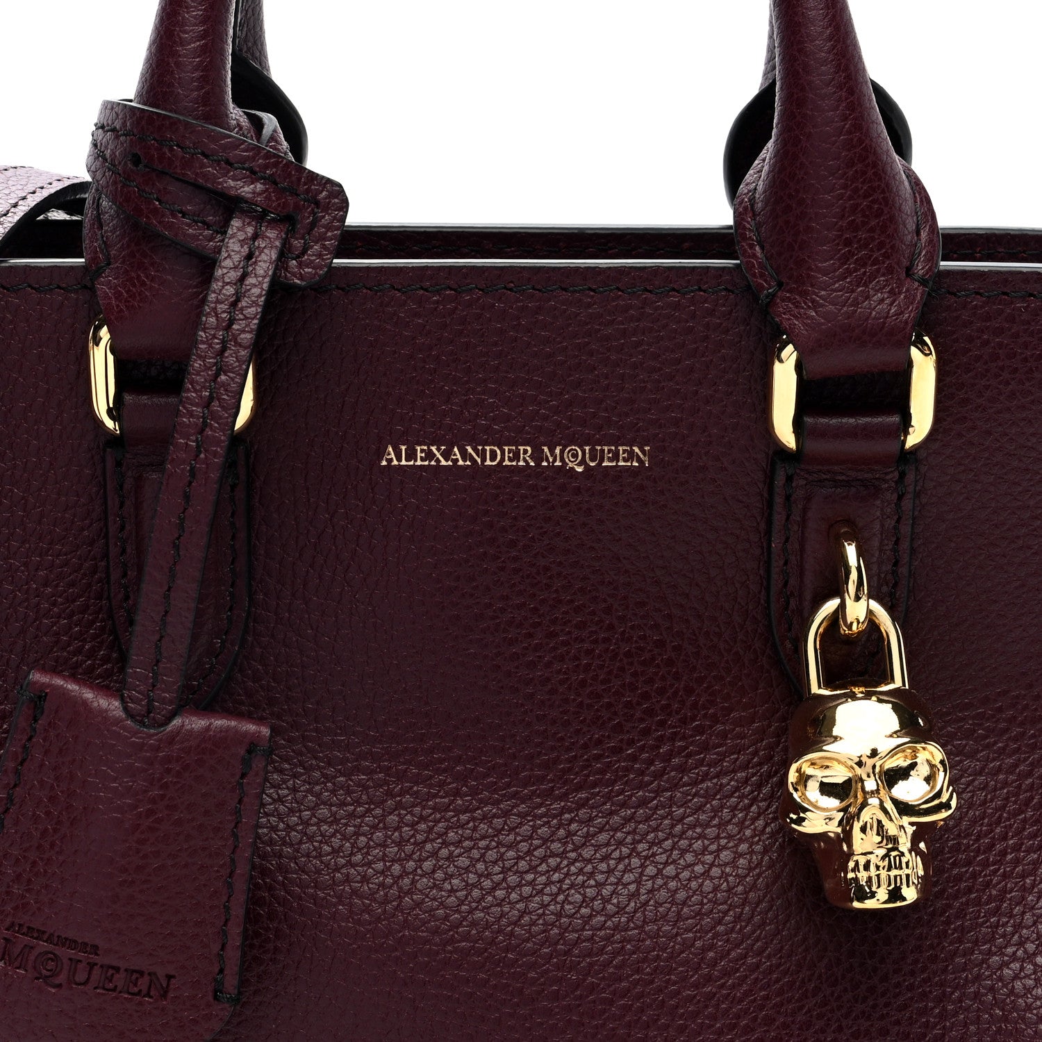 Alexander McQueen Pebbled Calfskin Mini Padlock Tote Bordeaux 8 of 10