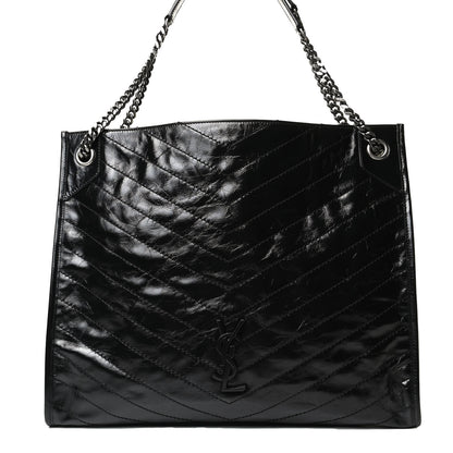 Saint Laurent Crinkled Calfskin Matelasse Monogram Medium Niki Shopper Tote Black 10 of 14