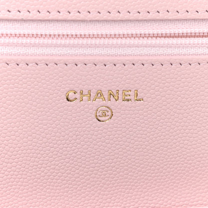 Chanel Caviar Quilted Crystal CC Wallet On Chain WOC Light Pink 6 of 12