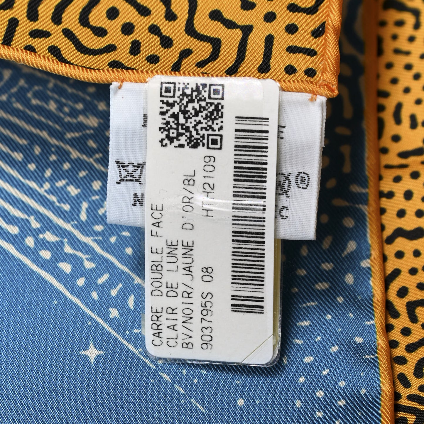 Silk Clair De Lune Double Face Scarf 90 Black Jaune D'Or Bleu