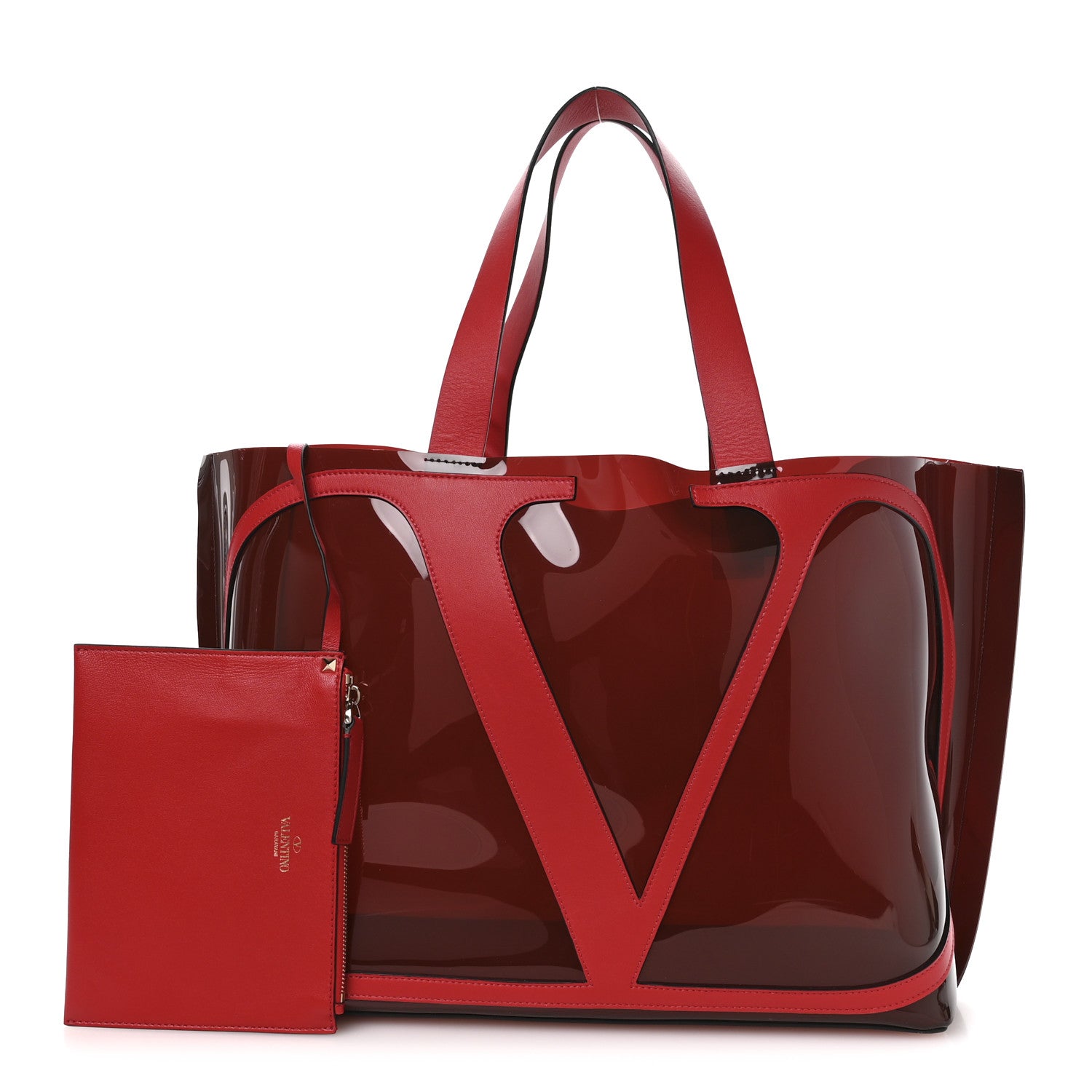 Valentino Garavani PVC Vlogo Escape Tote Red 1849608 – FASHIONPHILE