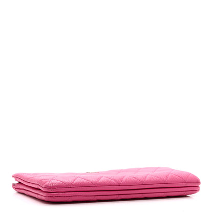 Chanel Caviar Quilted Enamel Zipped Clutch  Pink 4 of 11