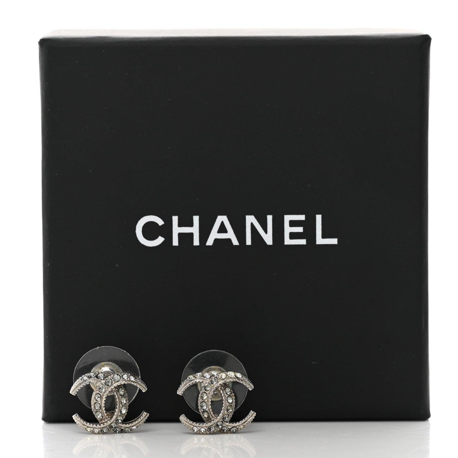 Chanel Crystal CC Moon Earrings Gold 5 of 5