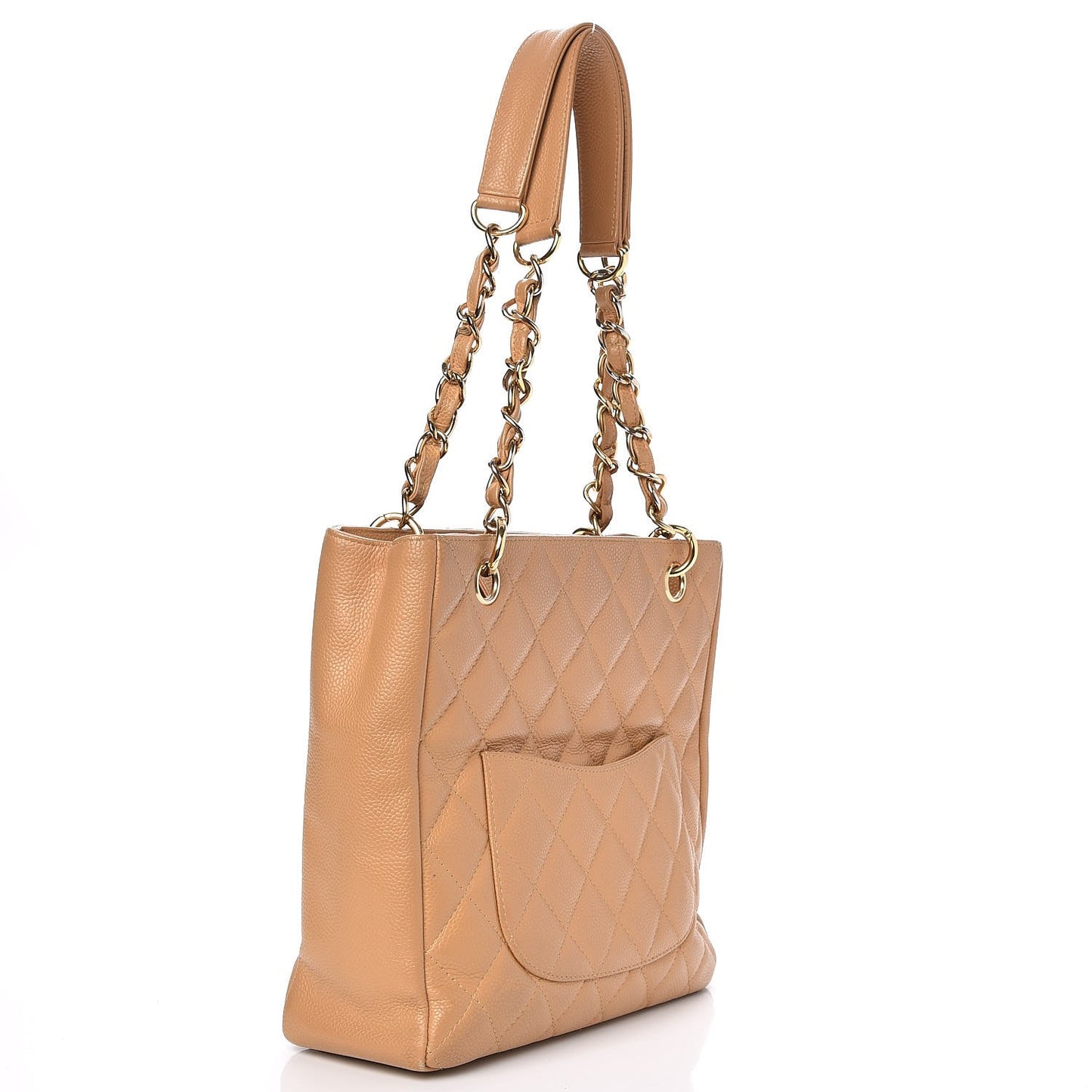 Caviar Quilted Petit Shopping Tote PST Beige