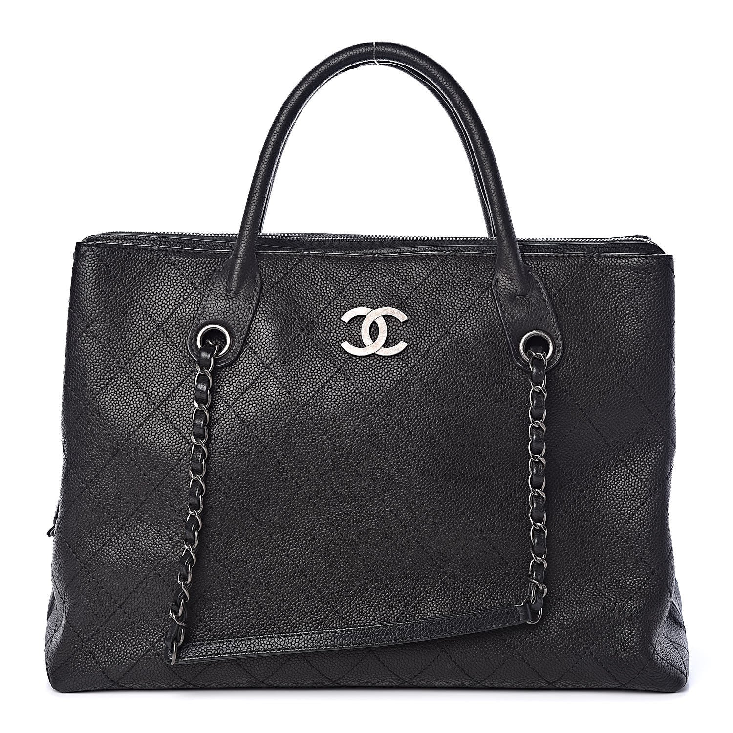 Chanel Grained Vegetal Calfskin Urban Shopping Tote Black 1 of 9