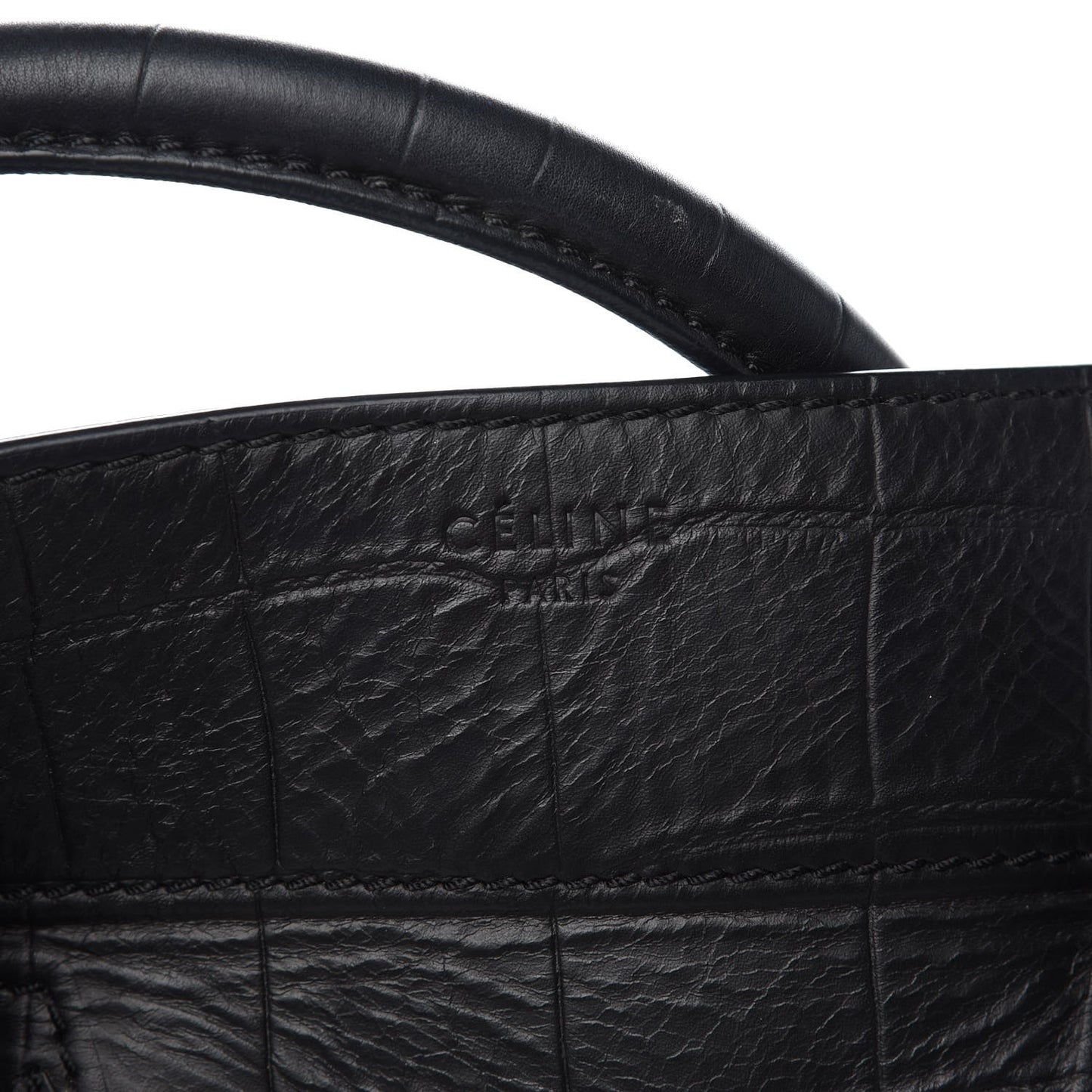 Crocodile Embossed Calfskin Large Phantom Luggage Black