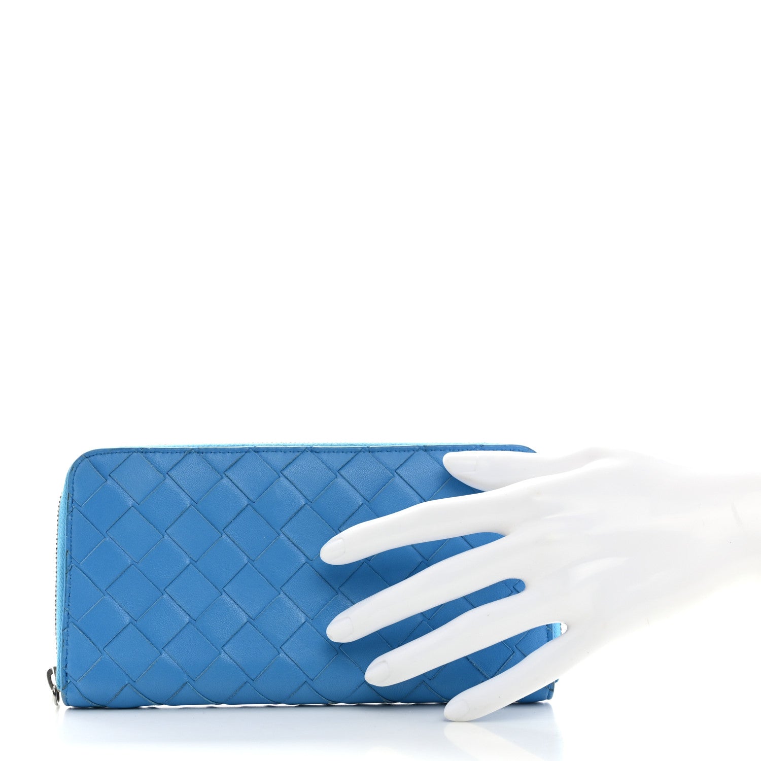 Bottega Veneta Nappa Intrecciato Zip Around Wallet Blue 2 of 7