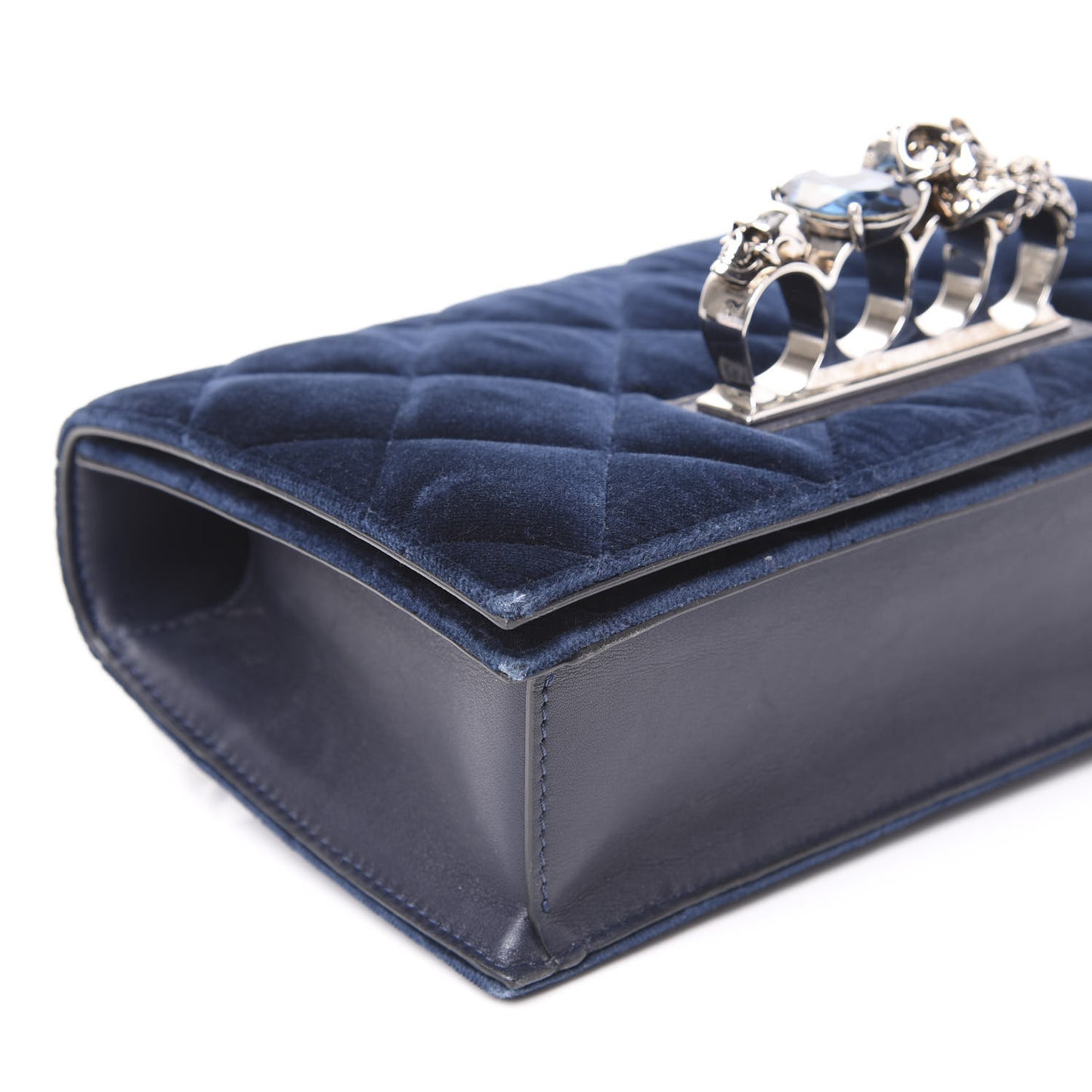 Velvet Quilted Knuckle Duster Shoulder Bag Oltremare Night Blue