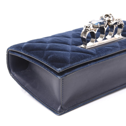 Alexander McQueen Velvet Quilted Knuckle Duster Shoulder Bag Oltremare Night Blue 6 of 10