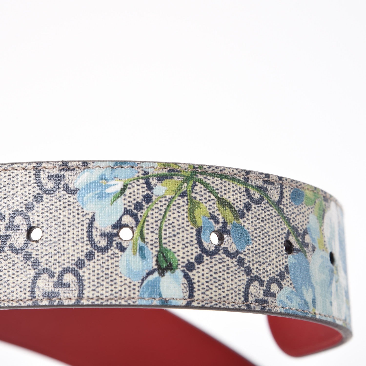 Gucci GG Plus Monogram Blooms Plaque Belt 90 36 Blue 4 of 7
