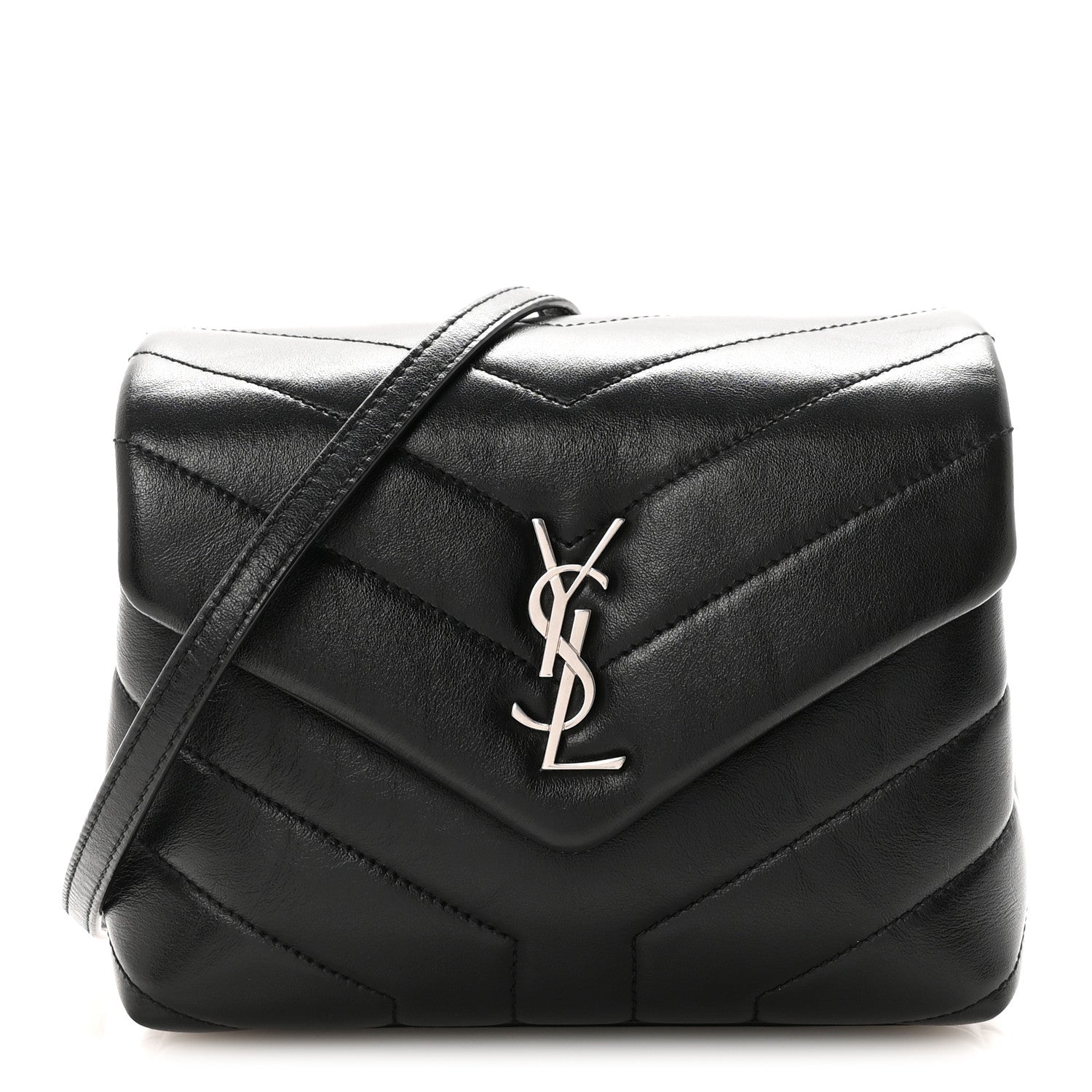 Saint Laurent Calfskin Y Quilted Monogram Toy Loulou Crossbody Bag Black 1 of 9
